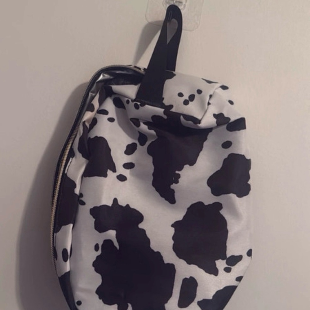 Chic Black and White Cow Print Cosmetic Bag